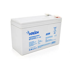 Акумуляторна батарея MERLION AGM GP1275F2 12 V 7,5 Ah ( 150 x 65 x 95 (100) ), 2.06 kg White Q10/420