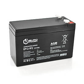 Акумуляторна батарея EUROPOWER AGM EP12-9F2 12 V 9 Ah ( 150 x 65 x 95 (100) ), 2.2 kg Black Q10