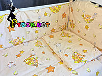 Постельный набор в детскую кроватку (8 предметов) Premium "Мишки в гамаке" бежевый