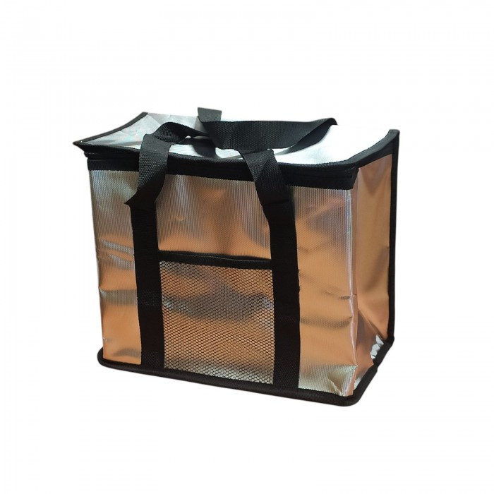 Термосумка для транспортування холодних і гарячих продуктів Сіра з чорними ручками 15 літрів 30х16х26, фото 1