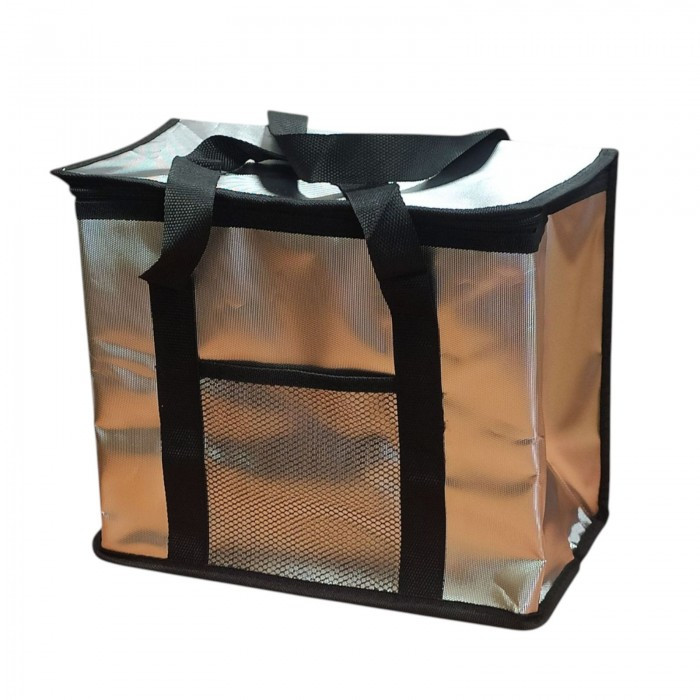 Термосумка для транспортування холодних і гарячих продуктів Сіра з чорними ручками 25 літрів 35х32х19, фото 1