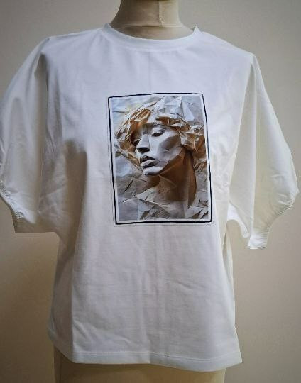Футболка біла з принтом обличчя KAPTSOVA MKKS204-5/4, фото 1