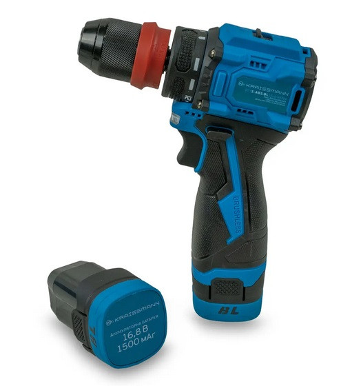 Акумуляторний шурупокрут KRAISSMANN 103 S-ABS-BL 16.8/45 Nm (швидкоз'ємний патрон, в кейсі), фото 1