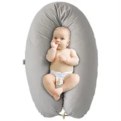 Подушка для вагітних та годування, 30х190см U-подібна PAPAELLA горошок сіра