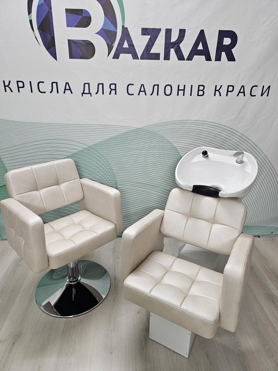 Комплект перукарська мийка з кріслом на хромованній гідравліці Beatrice