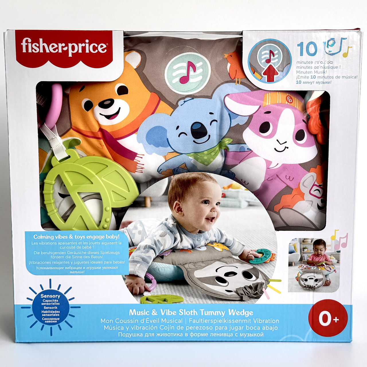 Fisher-Price Веселий лінивець Музична подушка з вібрацією для гри на животику GRR01