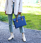 Сумка для ноутбука жіноча синя 15,6-16" з зовнішнею кишенею та клапаном на магнітах, фото 3