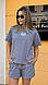 Стильна жіноча зручна літня бавовна базовий прогулянковий костюм MIU MIU футболка та шорти з вишивкою кулір, фото 3