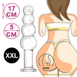 Анальна пробка намисто, скляні анальні кульки Anal Balls XXL, прозорі
