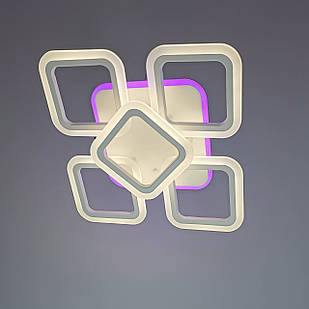 Світлодіодна люстра 90 Вт колір білий з підсвічуванням основи та пультом д/к D-MX3511/4+1S WH LED 3color dimmer