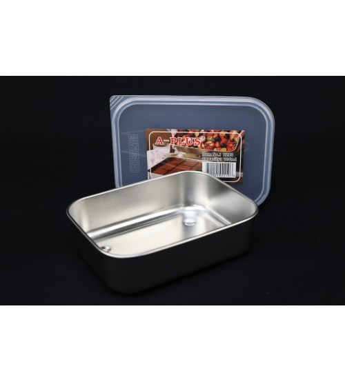 Лоток із нержавіючої сталі з кришкою 700 мл 16,6х12,8х3,5 см A-Plus 2210