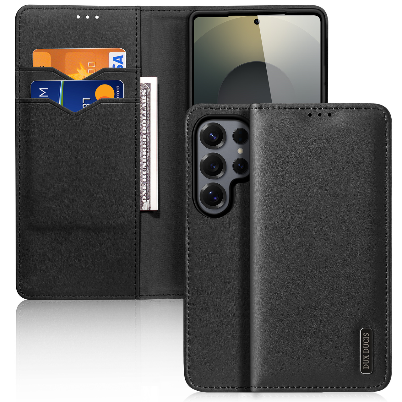 Шкіряний чохол книжка Dux Ducis Hivo RFID Blocking з кишенею для візиток для Samsung Galaxy S25 Ultra Black