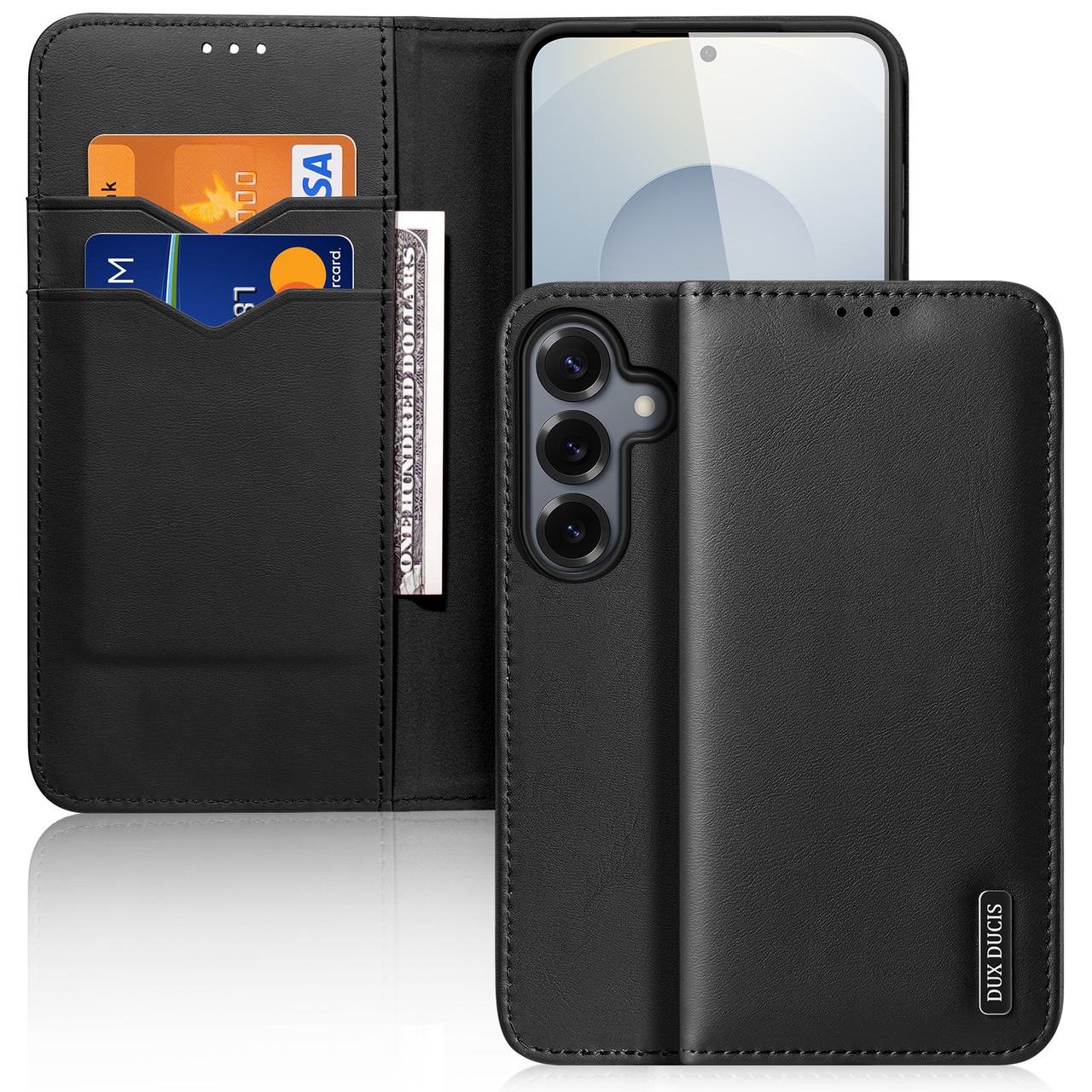 Шкіряний чохол книжка Dux Ducis Hivo RFID Blocking з кишенею для візиток для Samsung Galaxy S25 Black