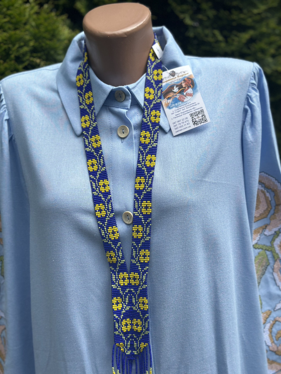 Гердан жіноча прикраса бісер синій ручної роботи, фото 1