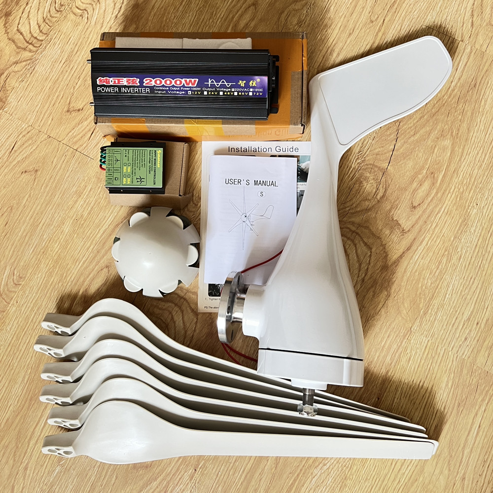 Вітрогенератор 2000Вт з Інвертором та MPPT контролером SMARAAD на 6 лопастей, фото 1