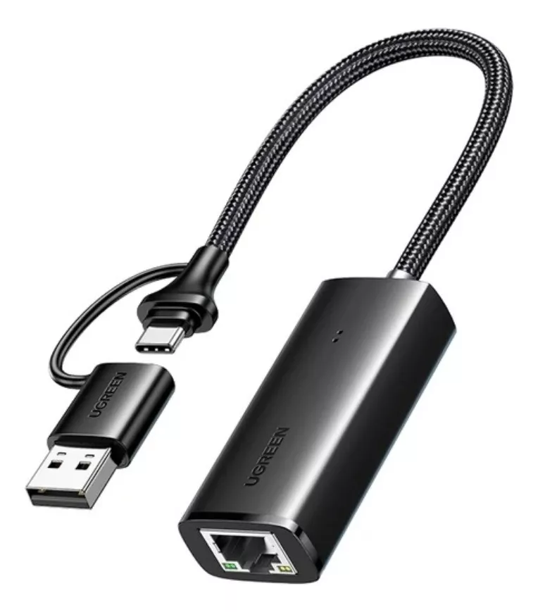 Сетевой адаптер Ugreen USB Type C/USB Type A to RJ45 Gigabit Ethernet Adapter 1000Mbps Black (CM650)