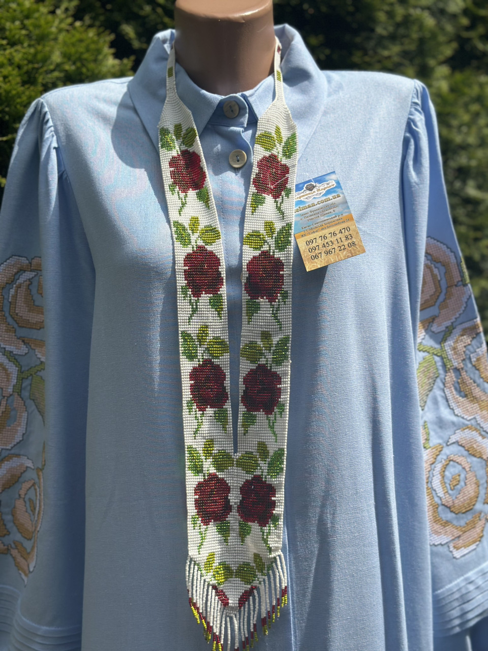 Гердан жіноча прикраса бісер білий ручної роботи, фото 1