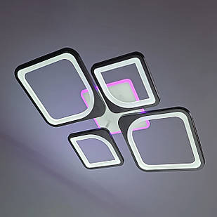 Світлодіодна люстра 120 Вт колір чорний з підсвічуванням основи та пультом д/к D-9171/2+2 BK LED 3color dimmer