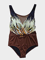 Купальник злитий Sisianna 59559 коричневий-кремовий 50 52 54 56 58 розмір, фото 5