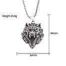 Чоловічий кулон підвіска з ланцюжком WOLFHEAD на шию з медичної сталі під срібло з Головою вовка, фото 6