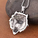 Чоловічий кулон підвіска з ланцюжком WOLFHEAD на шию з медичної сталі під срібло з Головою вовка, фото 5