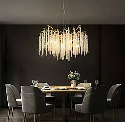 Вражаюча підвісна кришталева золота люстра "Гліцинія", 8 ламп 58см