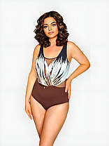 Купальник злитий Sisianna 59559 коричневий-кремовий 50 52 54 56 58 розмір, фото 2