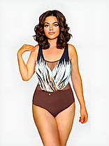 Купальник злитий Sisianna 59559 коричневий-кремовий 50 52 54 56 58 розмір, фото 3