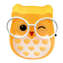 LED нічник у дитячу від мережі "Совеня в окулярах" 1W жовтий з вимикачем на корпусі Lebron L-W090, фото 4