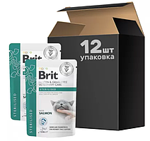 Brit GF VetDiet Care Sterilised паучі для кастрованих котів 85гх12шт (лосось)