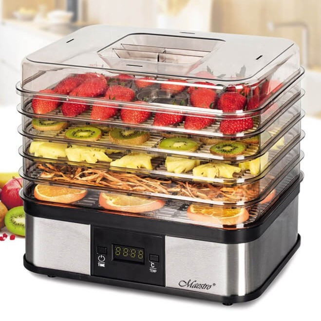 Сушарка для овочів і фруктів потужністью 245 Вт на 5 лотків та регулятором від 35 до 60°С, фото 1