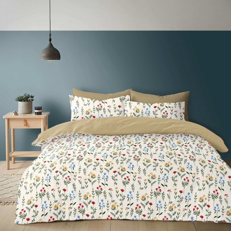 Наволочка на блискавці 70х70 (Бязь) | Від виробника "Королева Ночі" | Квіти на світлому та бежевому, фото 1