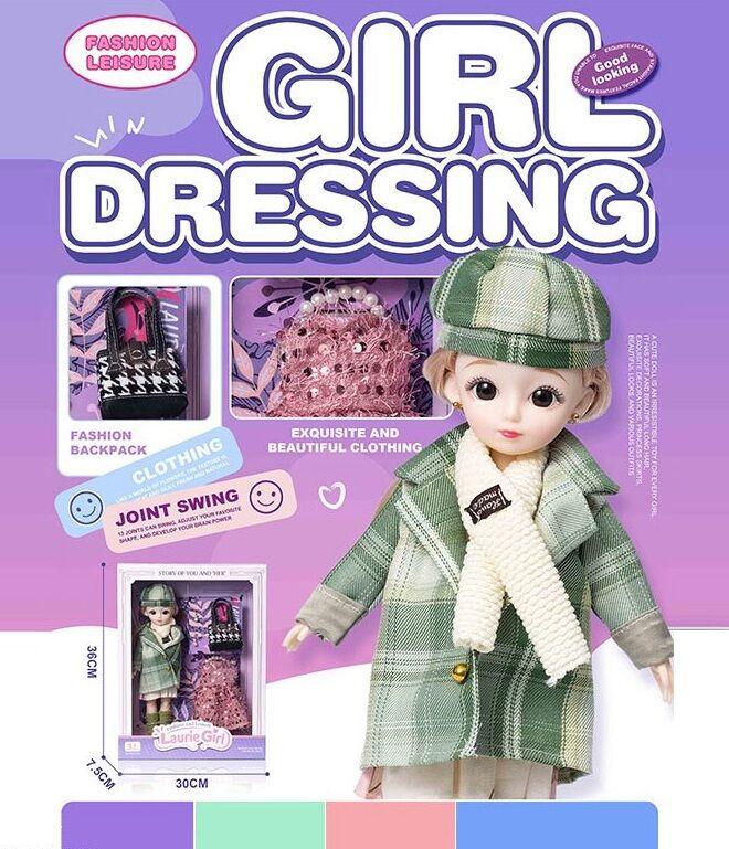 Лялька Q-A 30 (72/2) висота - 30 см, тіло — пластик, голова — гума, шарнірні з’єднання суглобів, знімне взуття, змінний одяг,