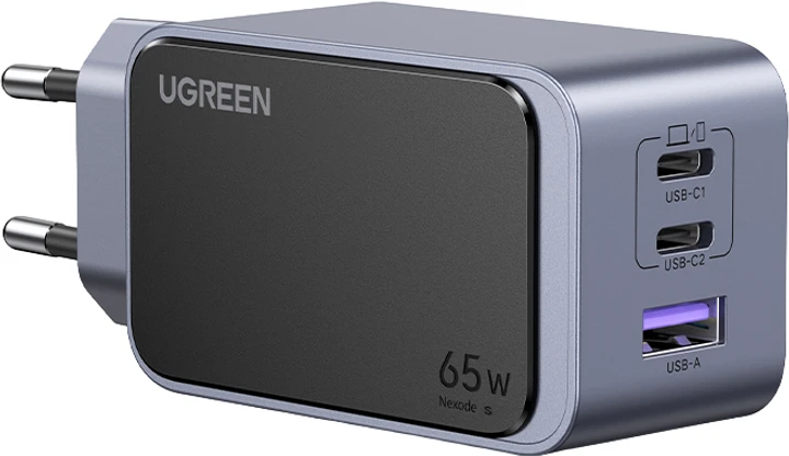 Мережевий зарядний пристрій UGREEN Nexode S USB-A+2xUSB-C 65W GaN Tech Fast Charger Space Gray (X553)