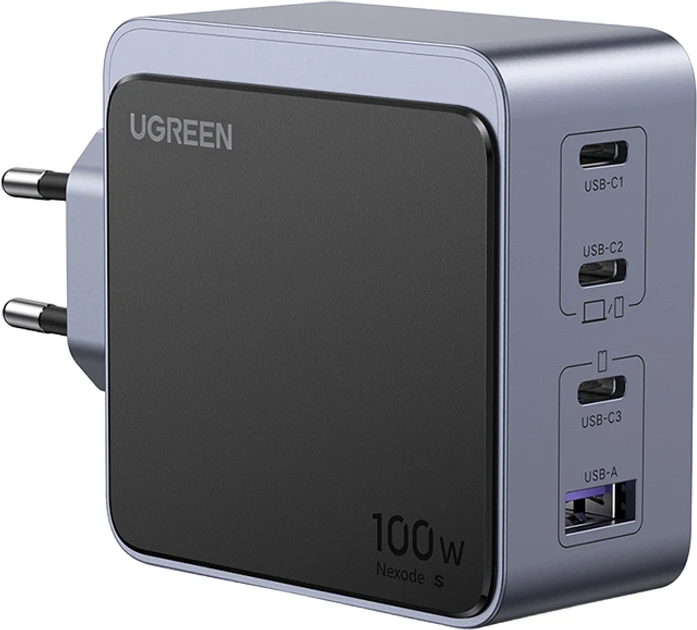 Мережевий зарядний пристрій UGREEN Nexode Air USB-A+3xUSB-C 100W GaN Tech Fast Charger Space Gray (X565)