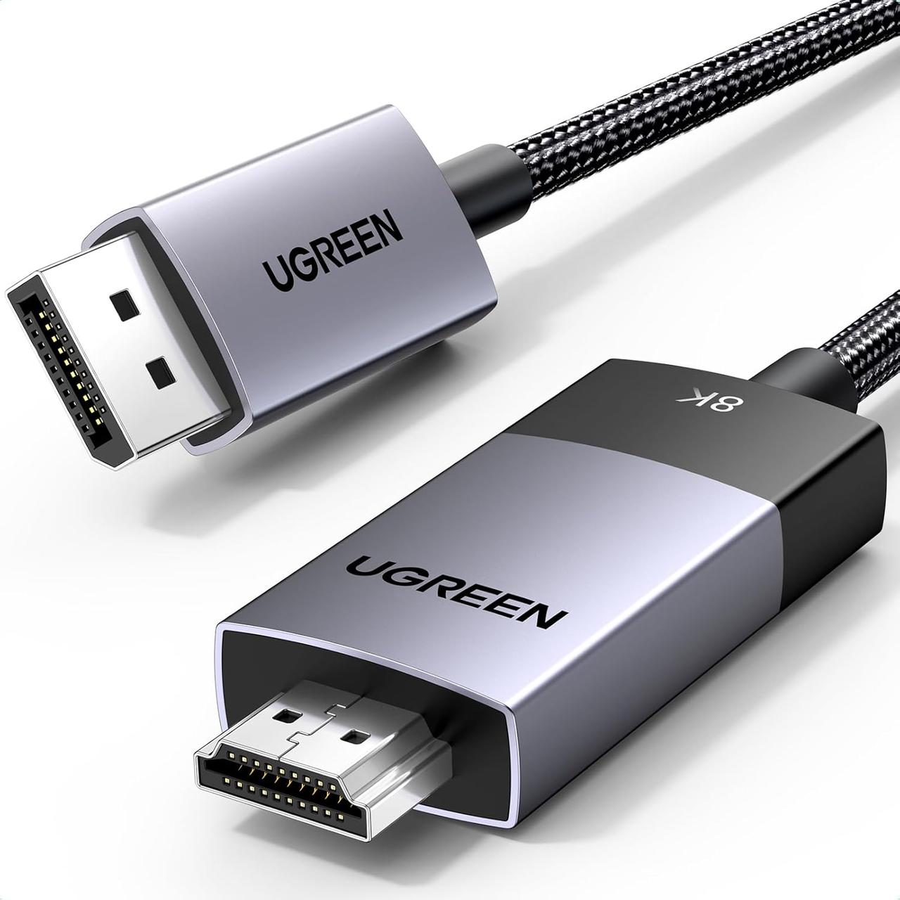 Односпрямований кабель Ugreen DisplayPort to HDMI 8K@60Hz 4K@120Hz 1 м Black (DP115), фото 1