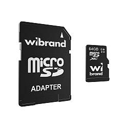 Карта Пам'яті Wibrand MicroSDHC 64gb UHS-1 10 Class & Adapter Колір Чорний