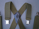 Підтяжки чоловічі Батал на зріст до 200 см Х-подібні 40 мм 4 застібки олива, фото 4