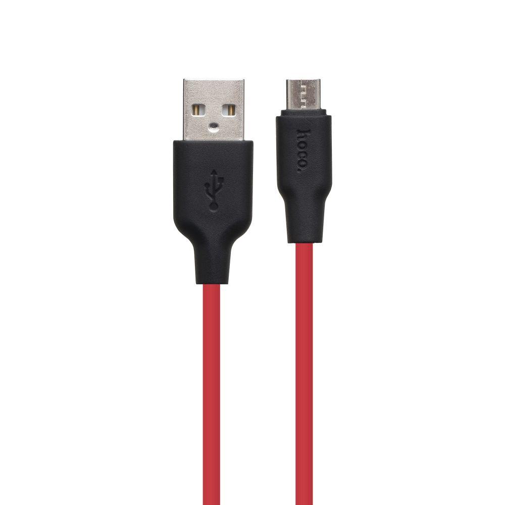 Кабель USB Hoco X21 Plus Silicone Micro 0.25m Колір Чорно-Червоний, фото 1
