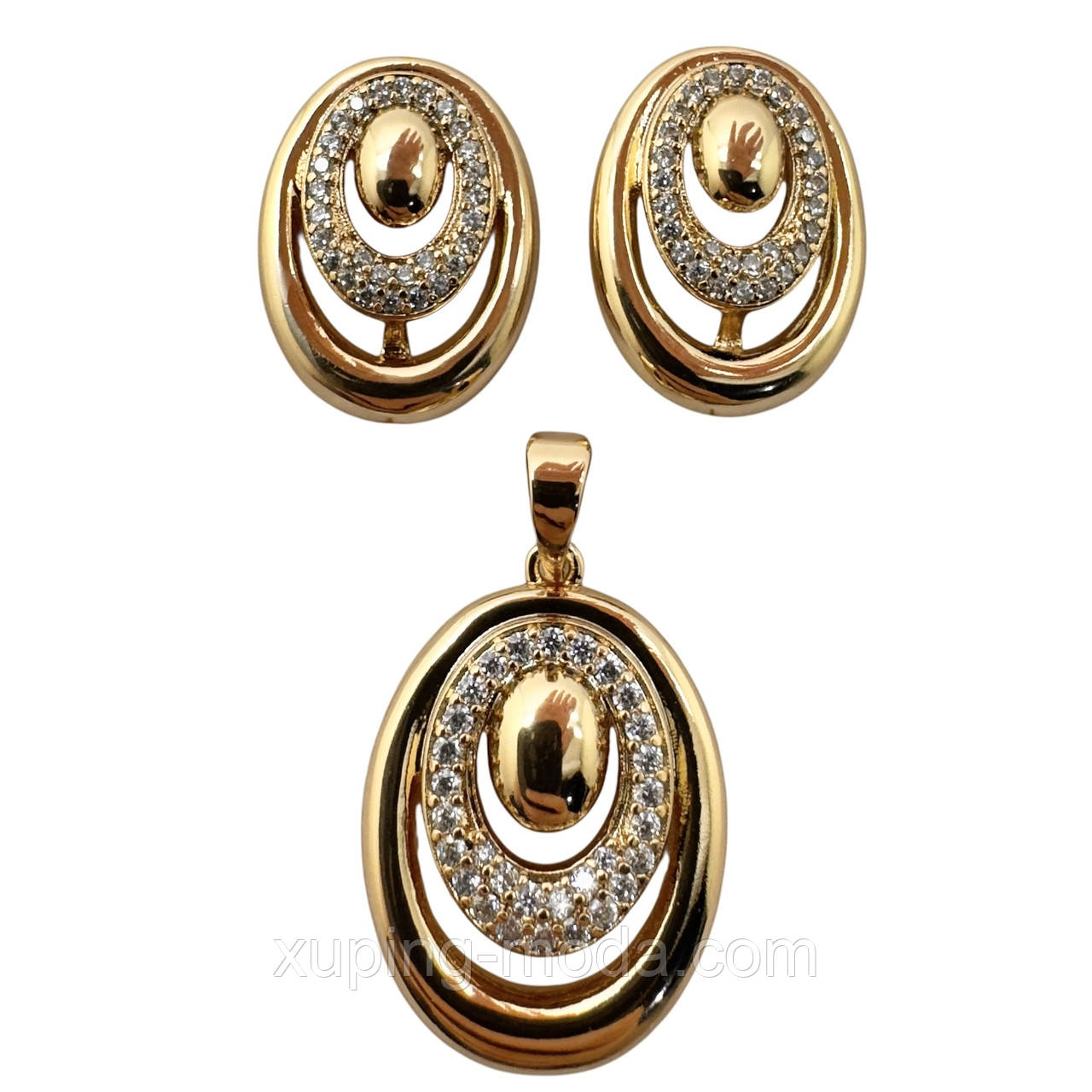 Сережки ксюпінг. 18 к. Кулон 20 мм. Сережки 15 мм, фото 1
