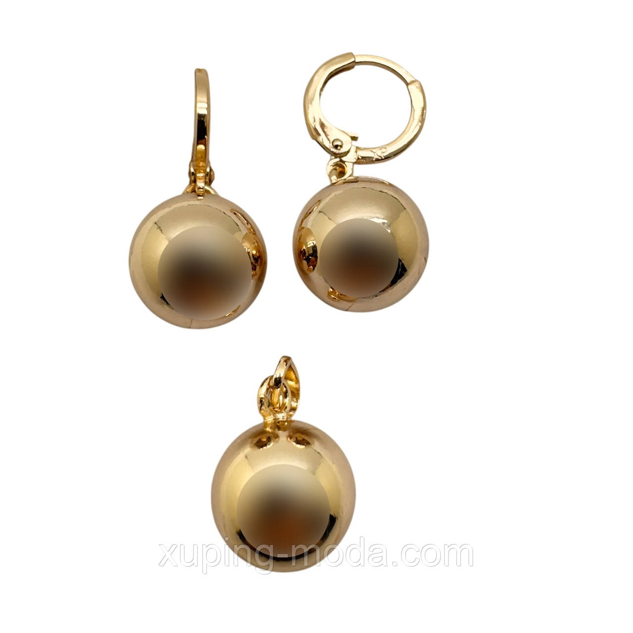 Сережки та кулон ксюпінг. 12 мм. 18 к., фото 1