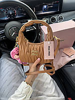 MiuMiu Wander Matelassé Nappa Hobo Bag Brown Leather