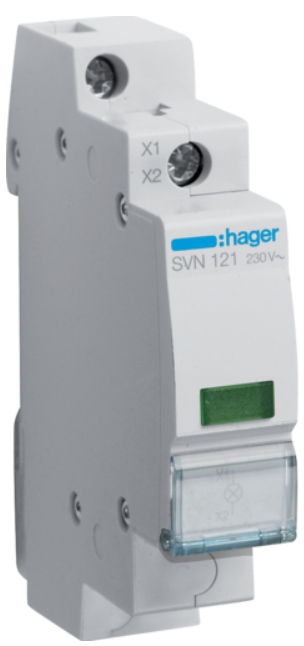 Сигнальний індикатор зелений  LED 230V AC SVN121 Hager на DIN-рейку