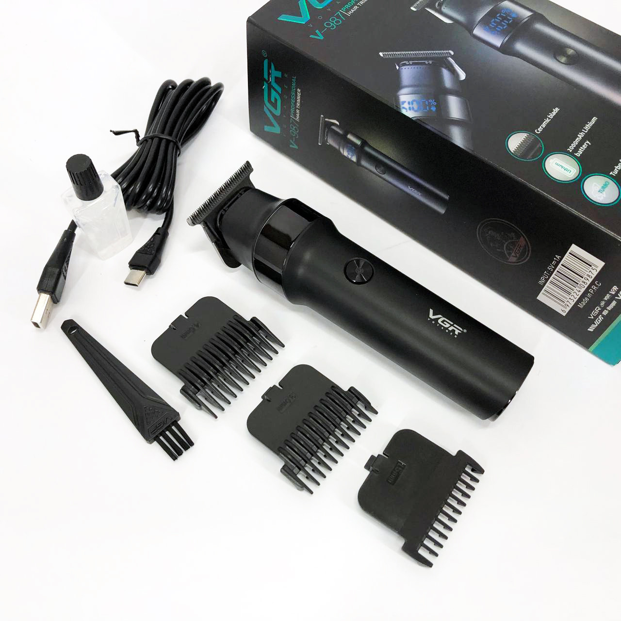 Машинка для стрижки волосся VGR V-987 BLACK, для стрижки посіченого волосся, фото 1