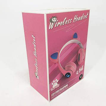 Бездротові навушники з котячими вушками та RGB підсвічуванням Cat VZV 23M. Колір: рожевий