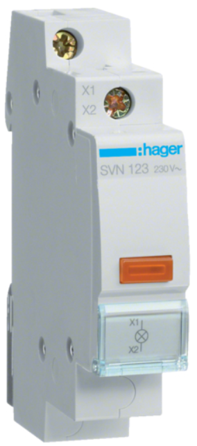 Сигнальний індикатор жовтий LED 230V AC SVN123 Hager на DIN-рейку
