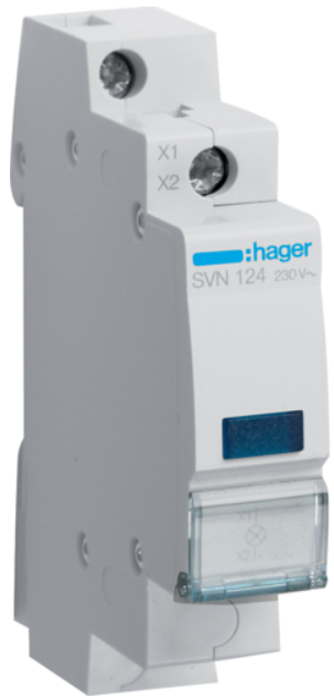 Сигнальний індикатор синій LED 230V AC SVN124 Hager на DIN-рейку