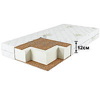 Матрац "Преміум Софт Алоє Вера" в дитяче ліжечко ортопедичний для новонароджених кокосовий КПК 120х60х12 Білий (3354СМ12)