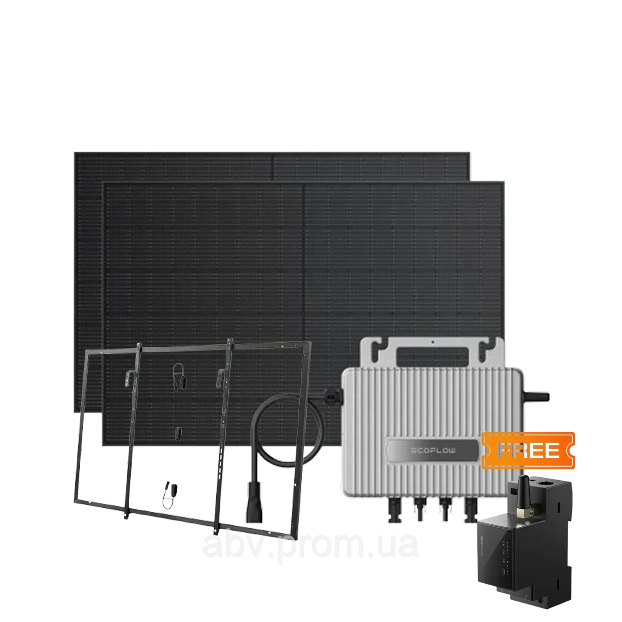 Комплект EcoFlow STREAM Microinverter/2*400W Rigid Solar Panel Combo/Розумний лічильник Smart Meter/Система кріплень для сонячних, фото 1