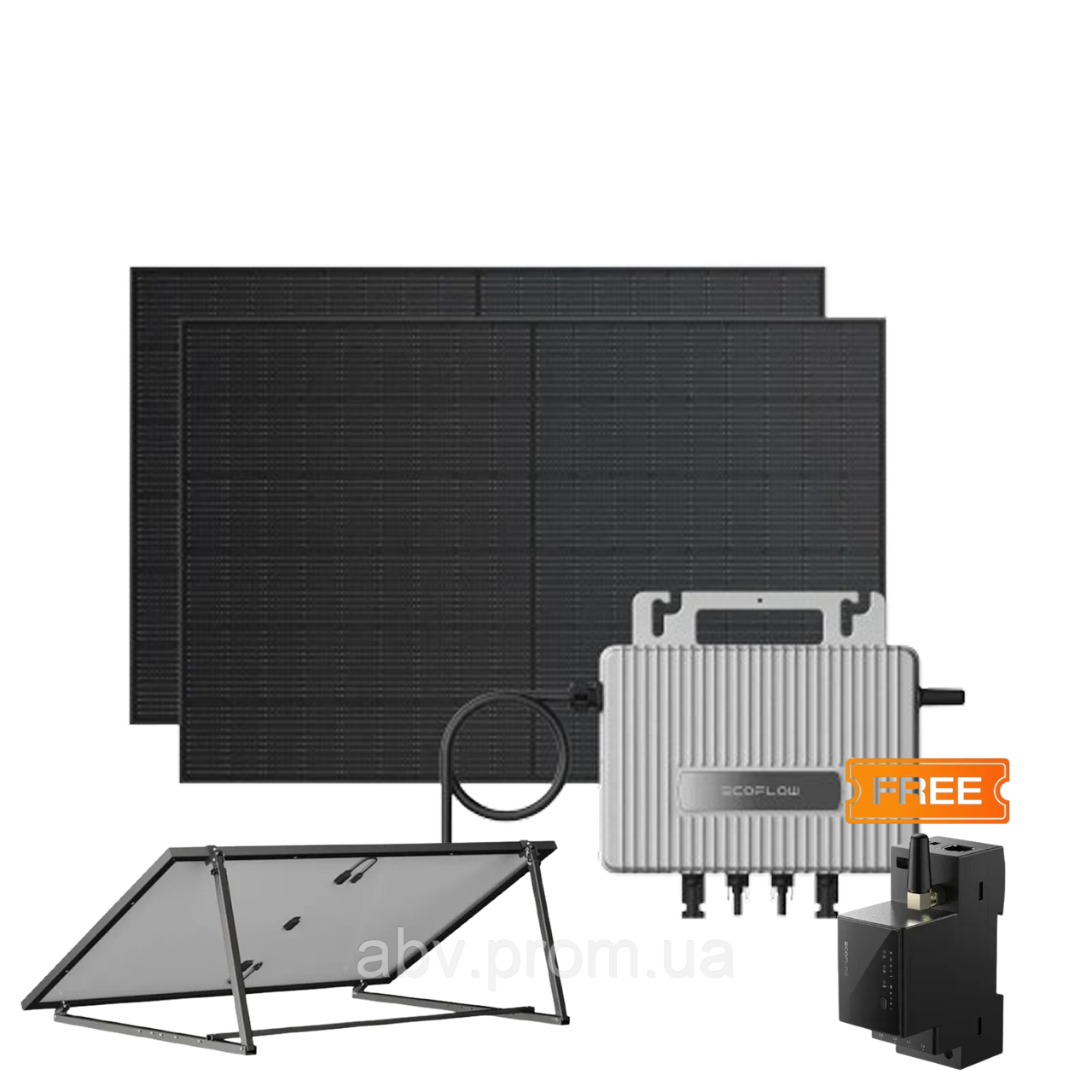 Комплект EcoFlow STREAM Microinverter/2*400W Rigid Solar Panel Combo/Розумний лічильник Smart Meter/Регульований кронштейн для, фото 1